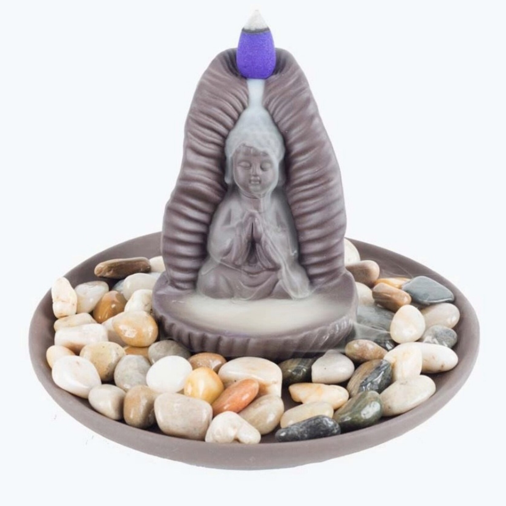 Faire Backflow Burner Buddha Sitting On A Leaf