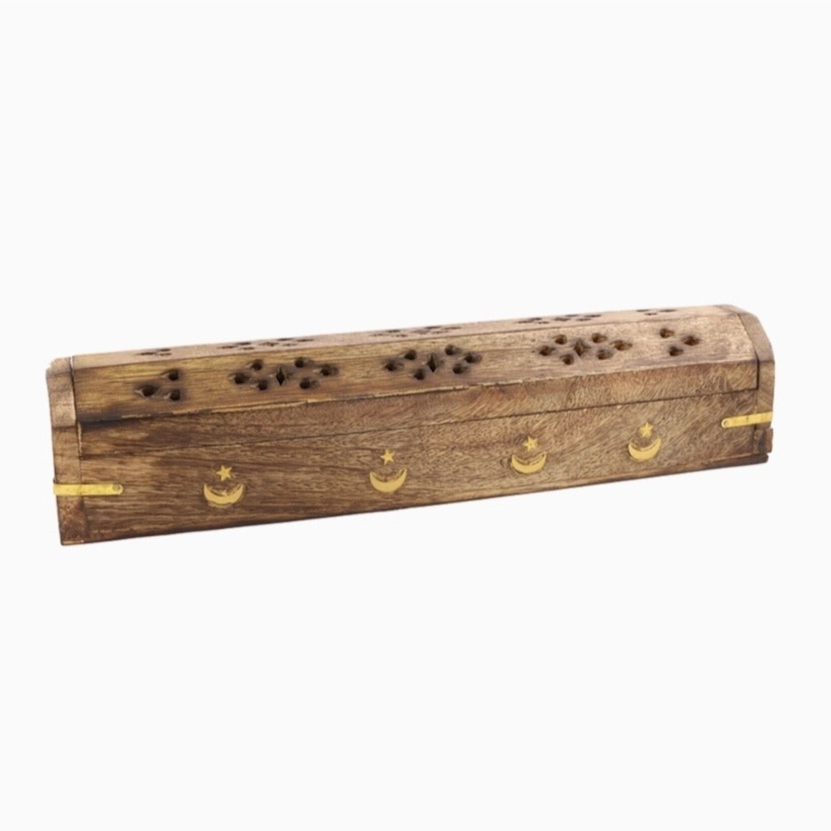 Faire Hand Carved Wooden Incense Burner Box -
