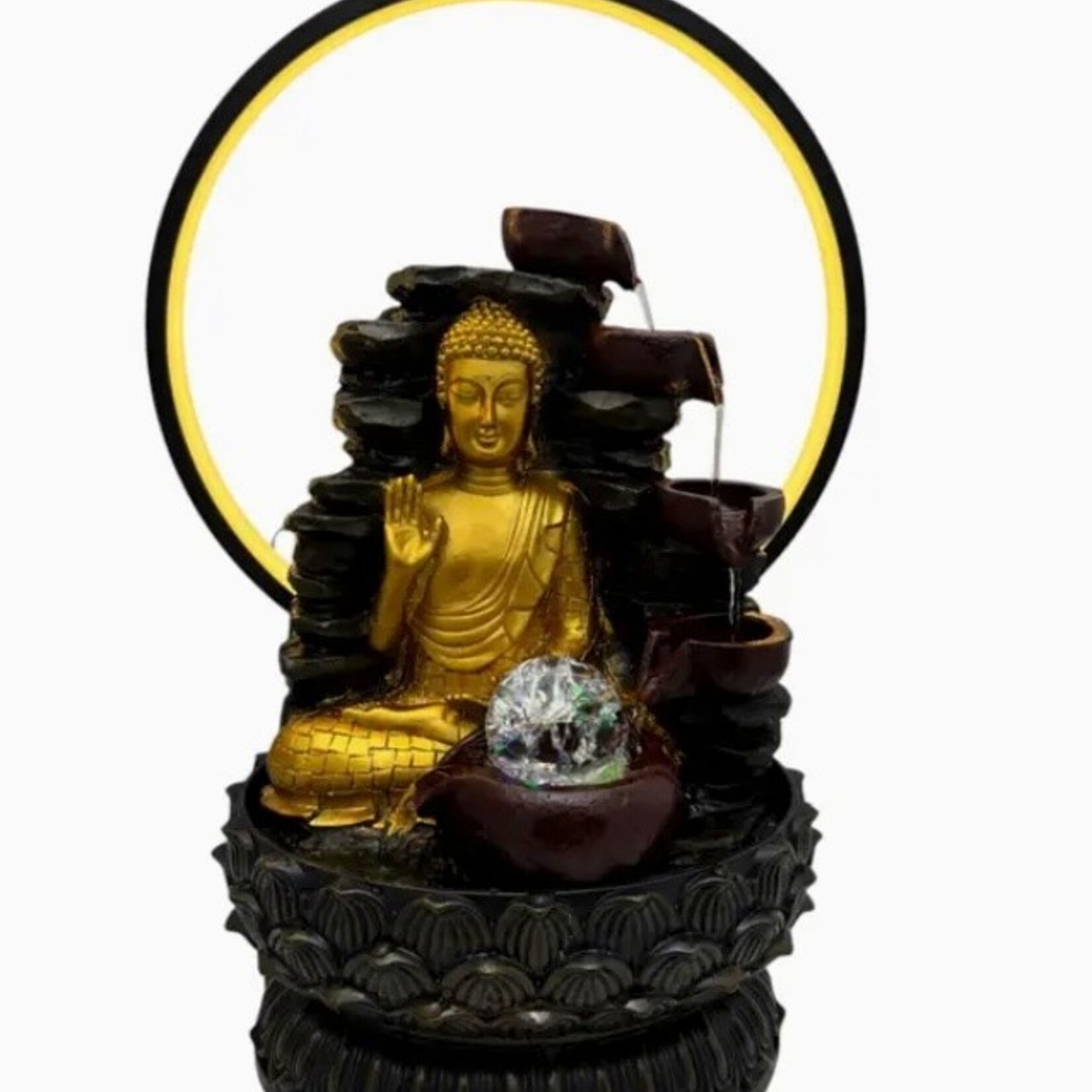 Faire Zenn Fountain Buddha Gold