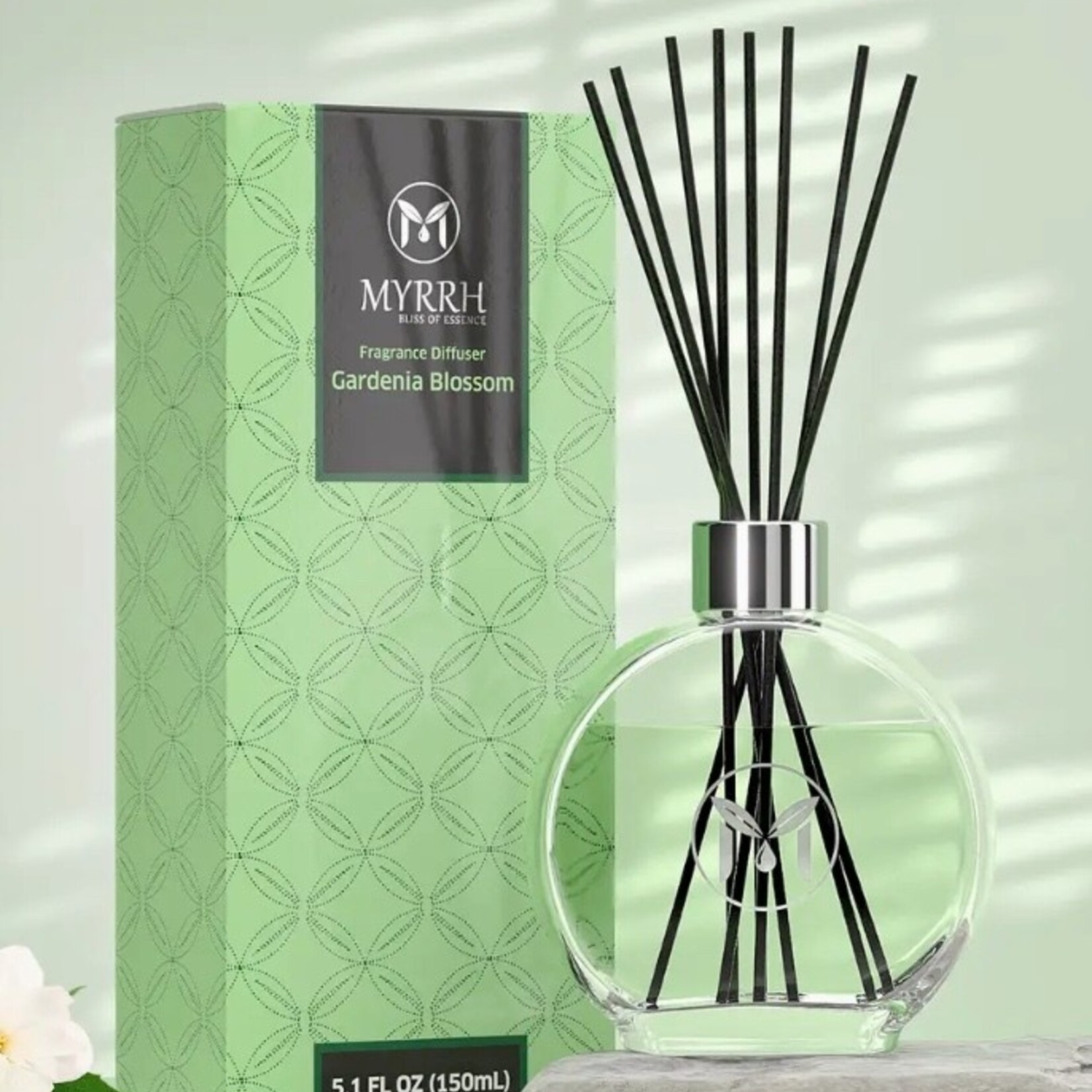 Gardenia Blossom Reed Diffuser Set with 8 Rattan Sticks