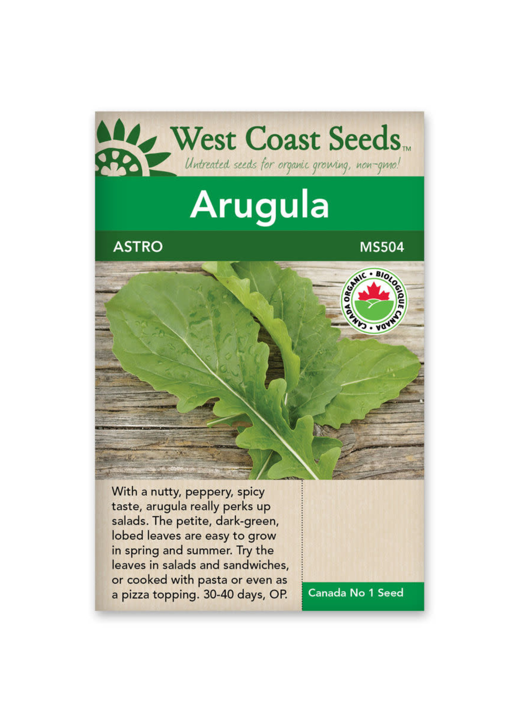 West Coast Seeds Astro Arugula Certified Organic