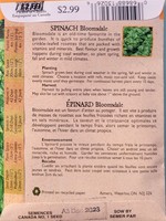 Aimers Organic Seeds Bloomsdale Spinach Certified Organic