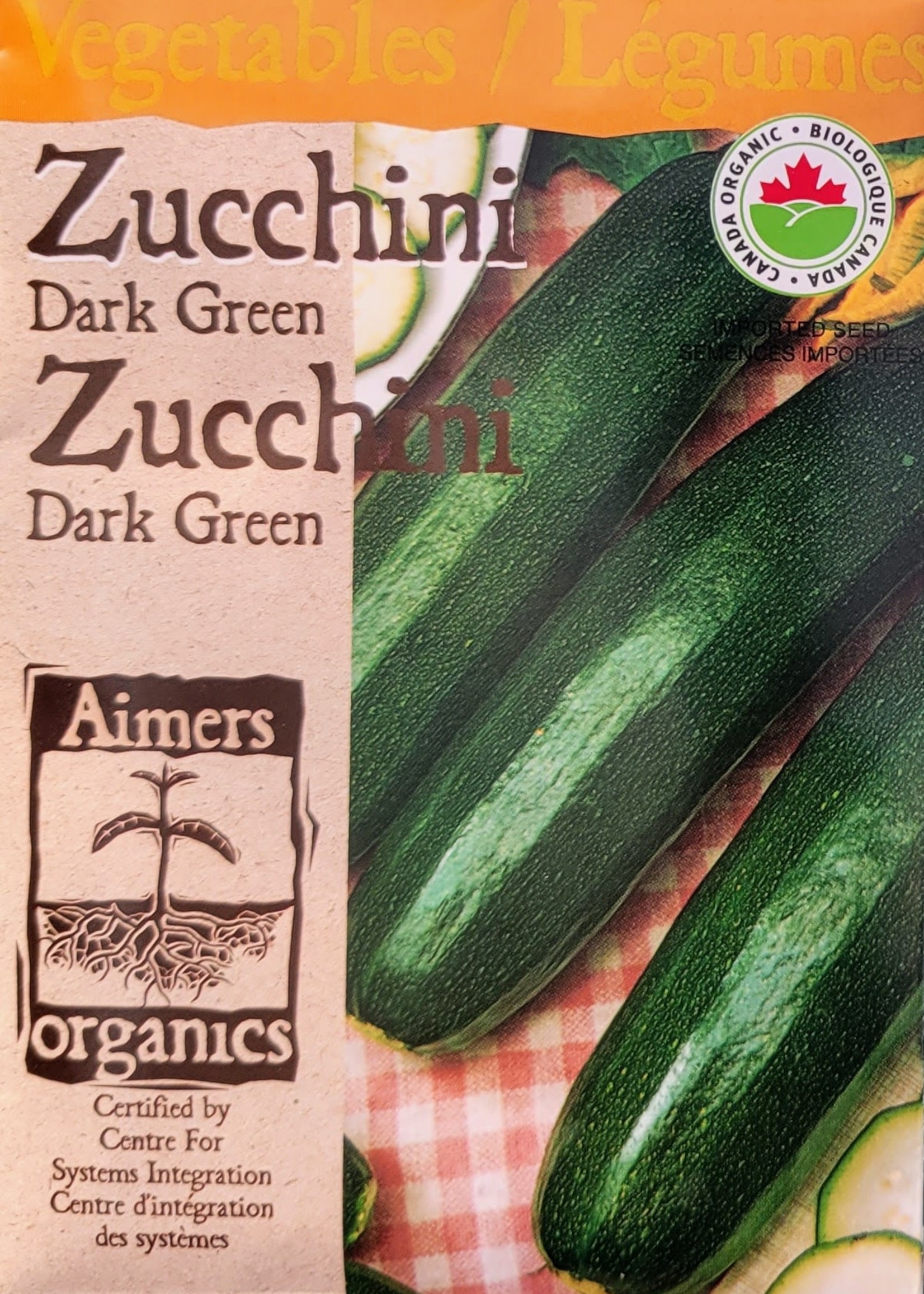Aimers Organic Seeds Dark Green Zucchini Certified Organic