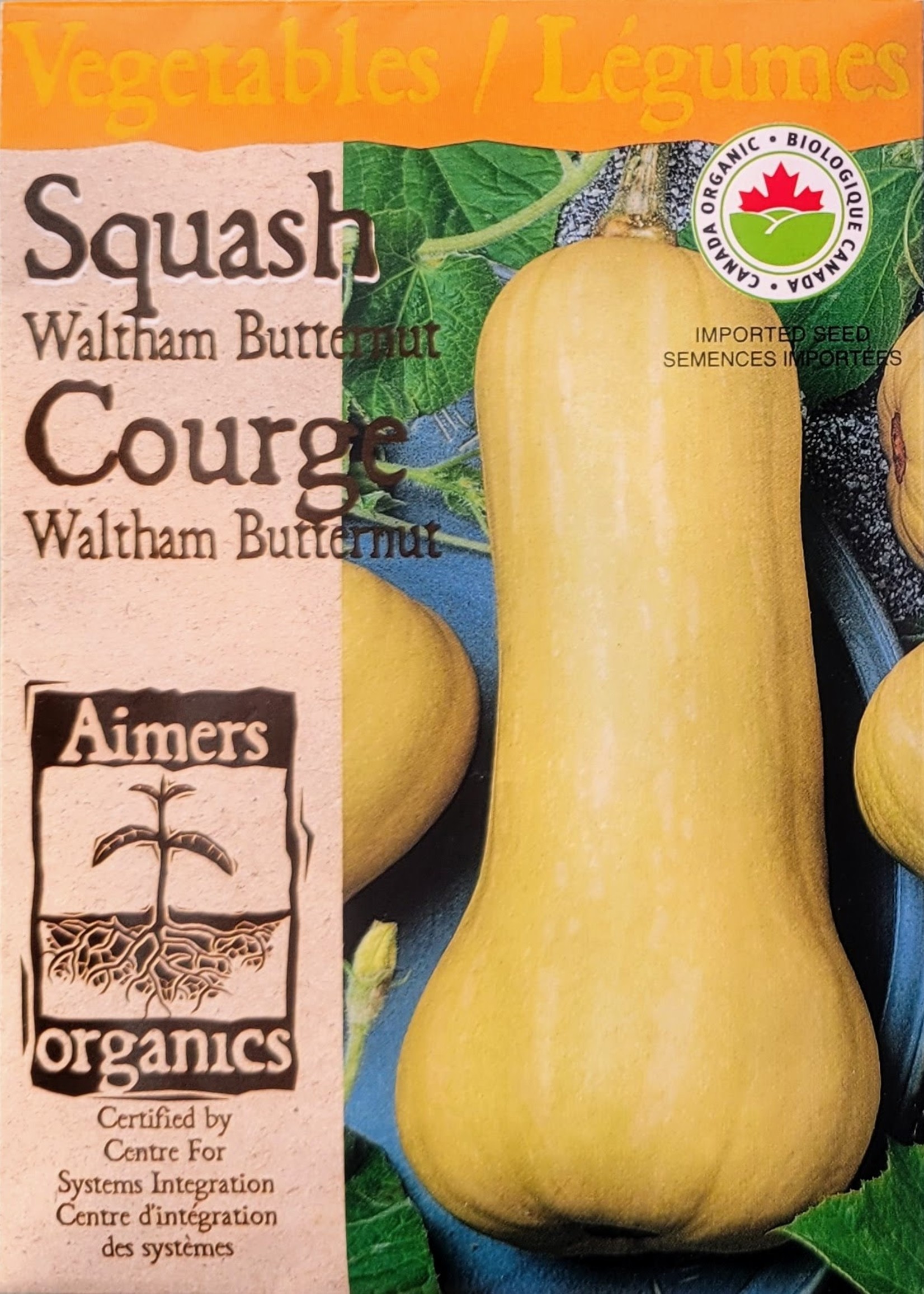Aimers Organic Seeds Waltham Butternut Squash Certified Organic