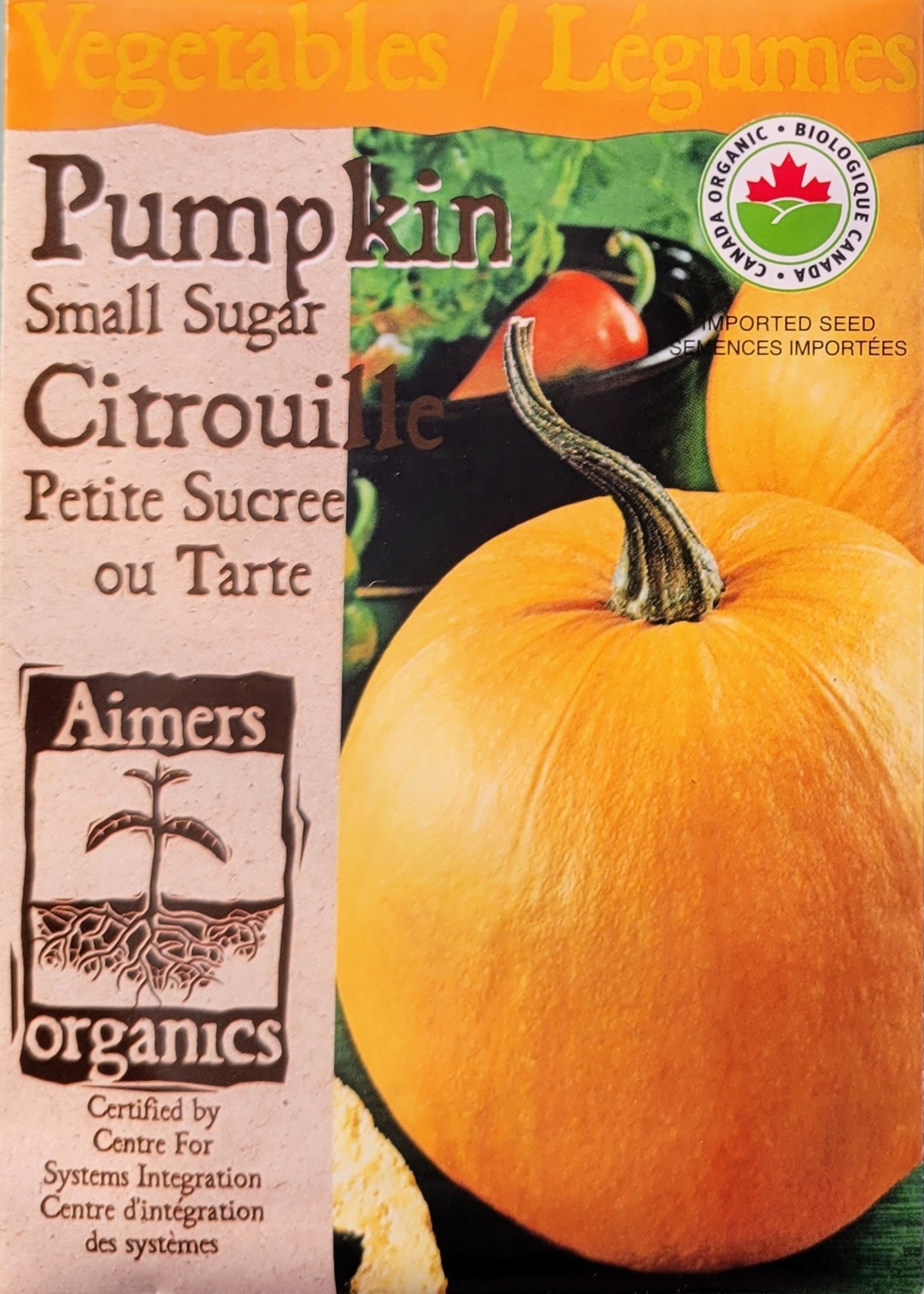 Aimers Organic Seeds Small Sugar Pumpkin Certified Organic