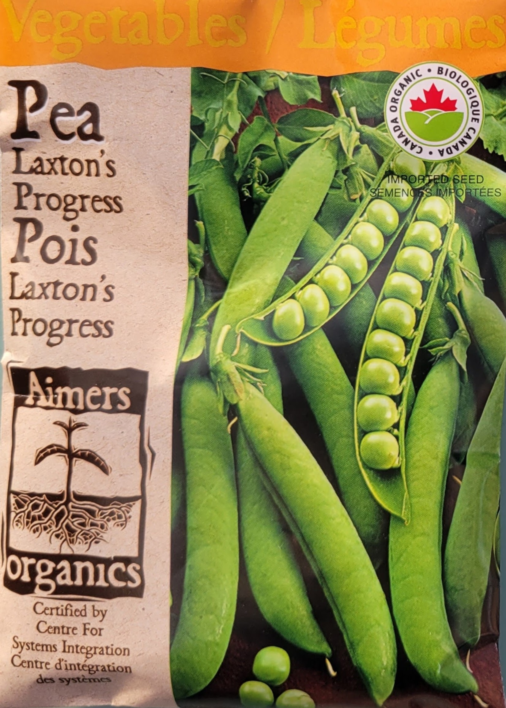 Aimers Organic Seeds Laxton Progress Peas Certified Organic