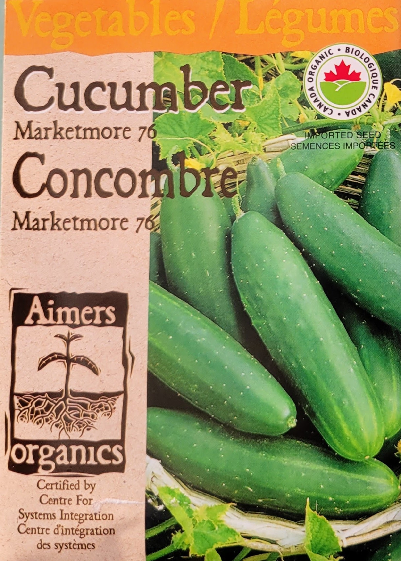 Aimers Organic Seeds Marketmore Cucumber Certified Organic