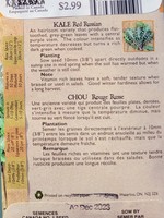 Aimers Organic Seeds Red Russian Kale Certified Organic