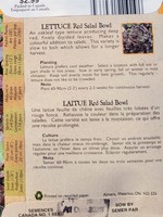 Aimers Organic Seeds Red Salad Bowl Lettuce Certified Organic
