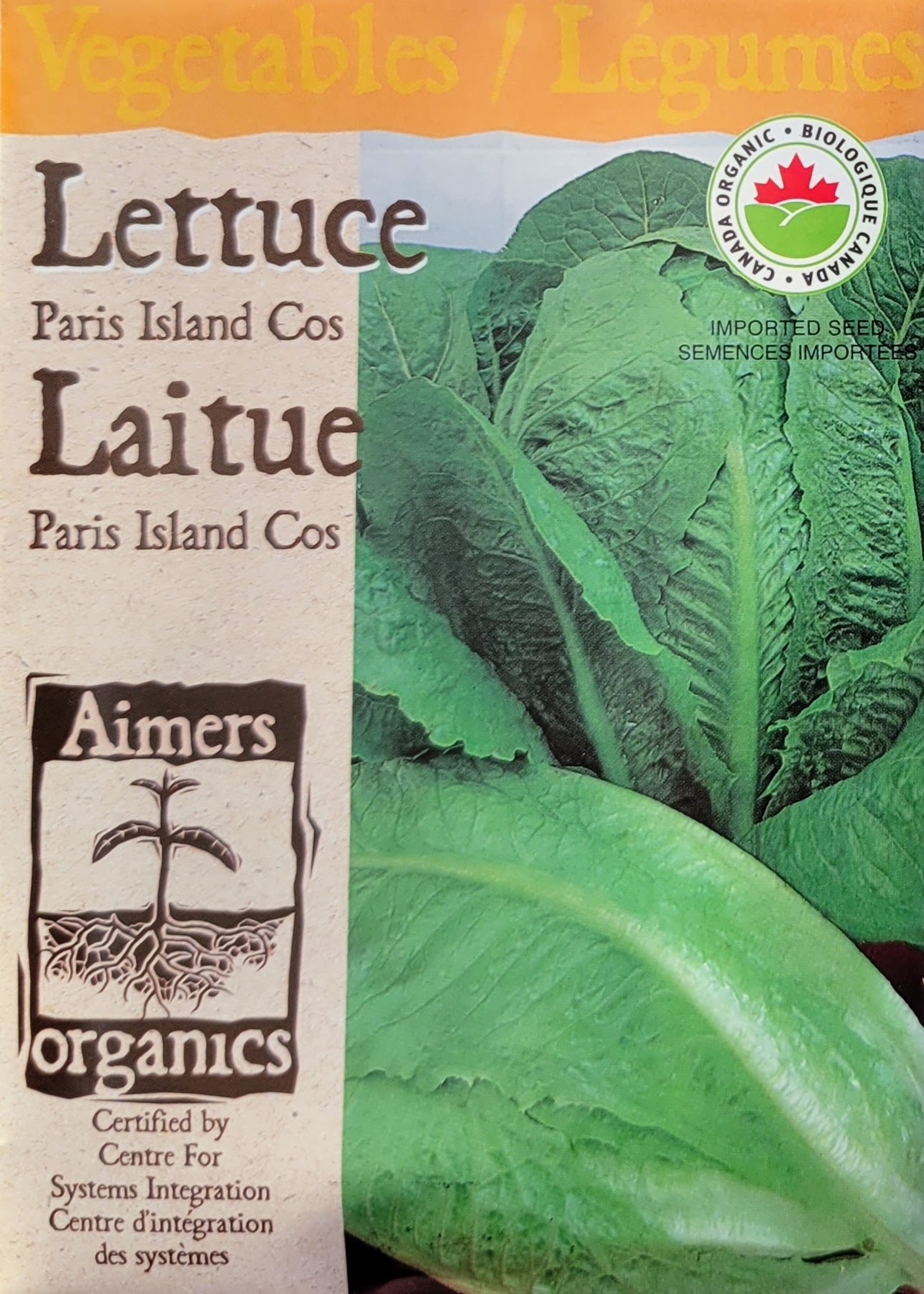 Aimers Organic Seeds Paris Island Cos Lettuce Certified Organic