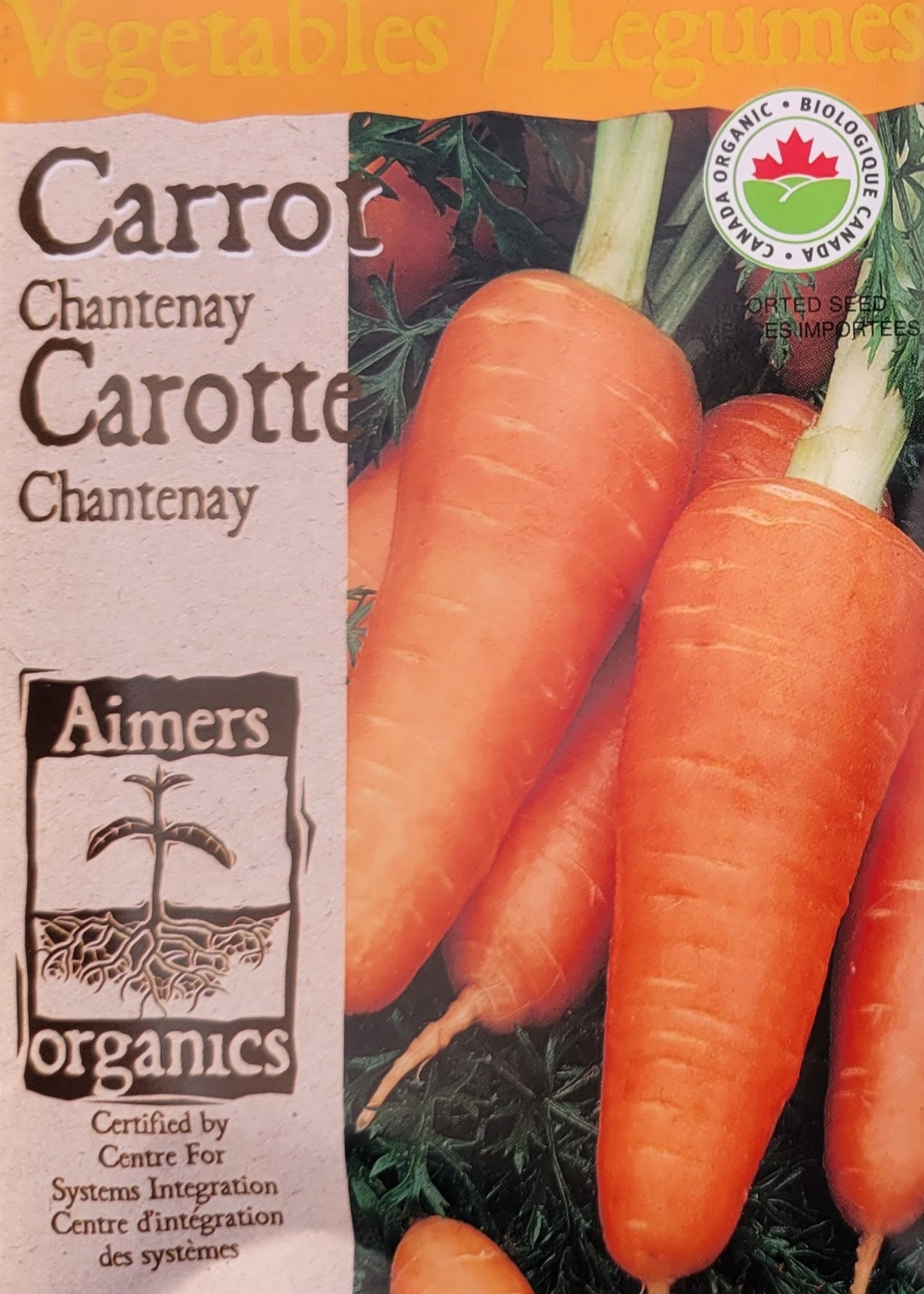 Aimers Organic Seeds Chantenay Carrot Certified Organic