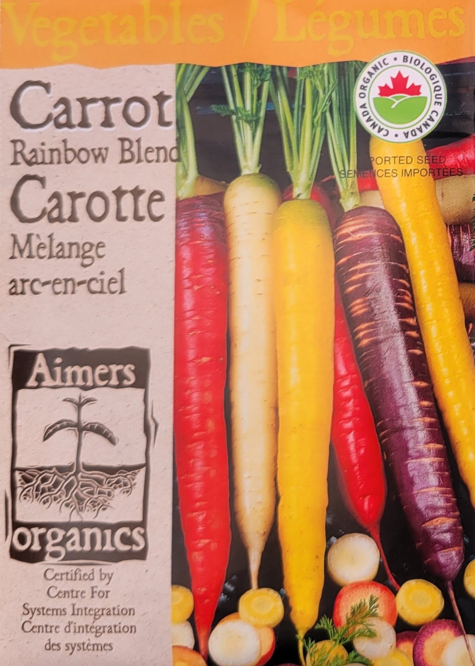 Aimers Organic Seeds Rainbow Blend Carrots Certified Organic