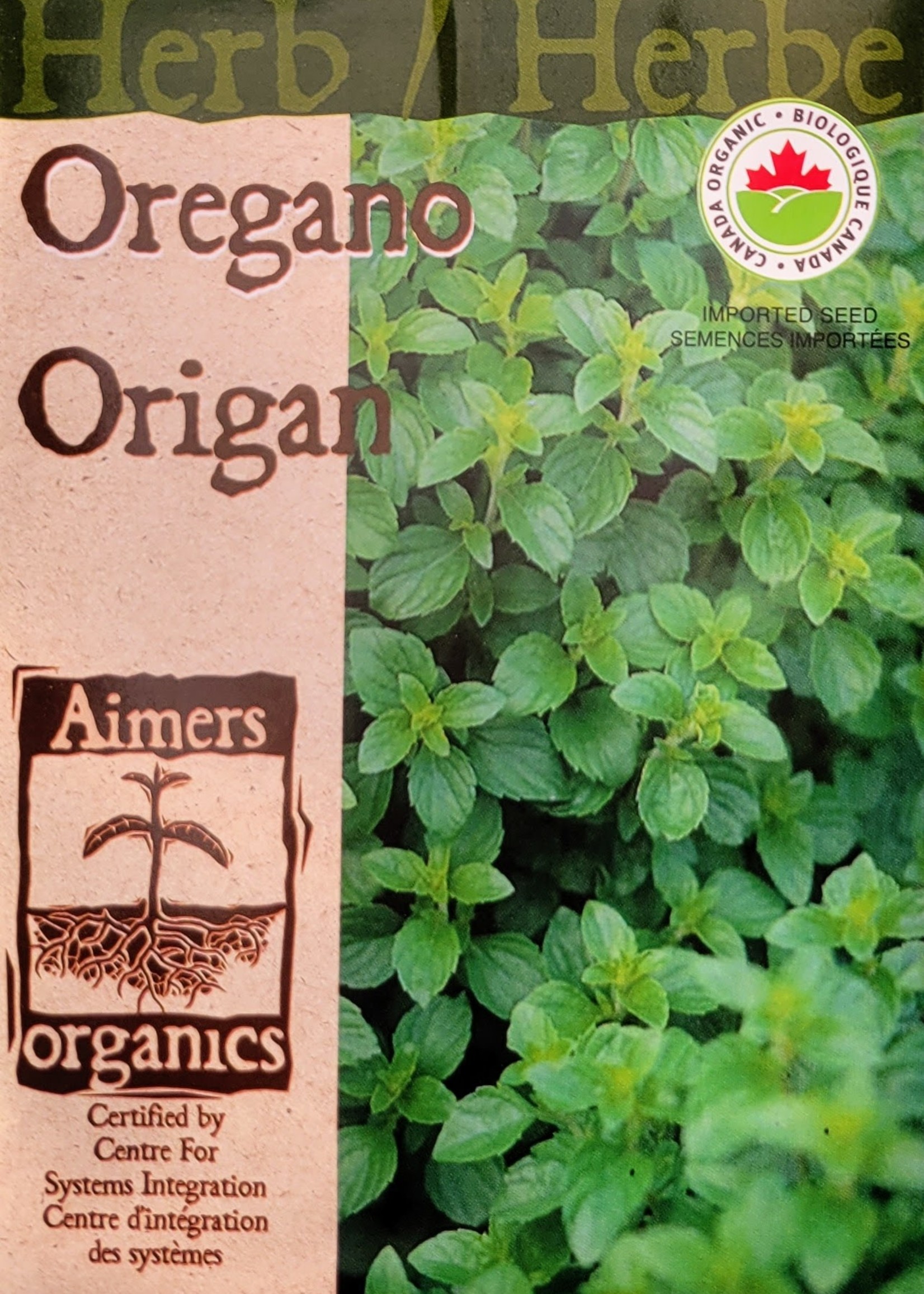 Aimers Organic Seeds Oregano Certified Organic