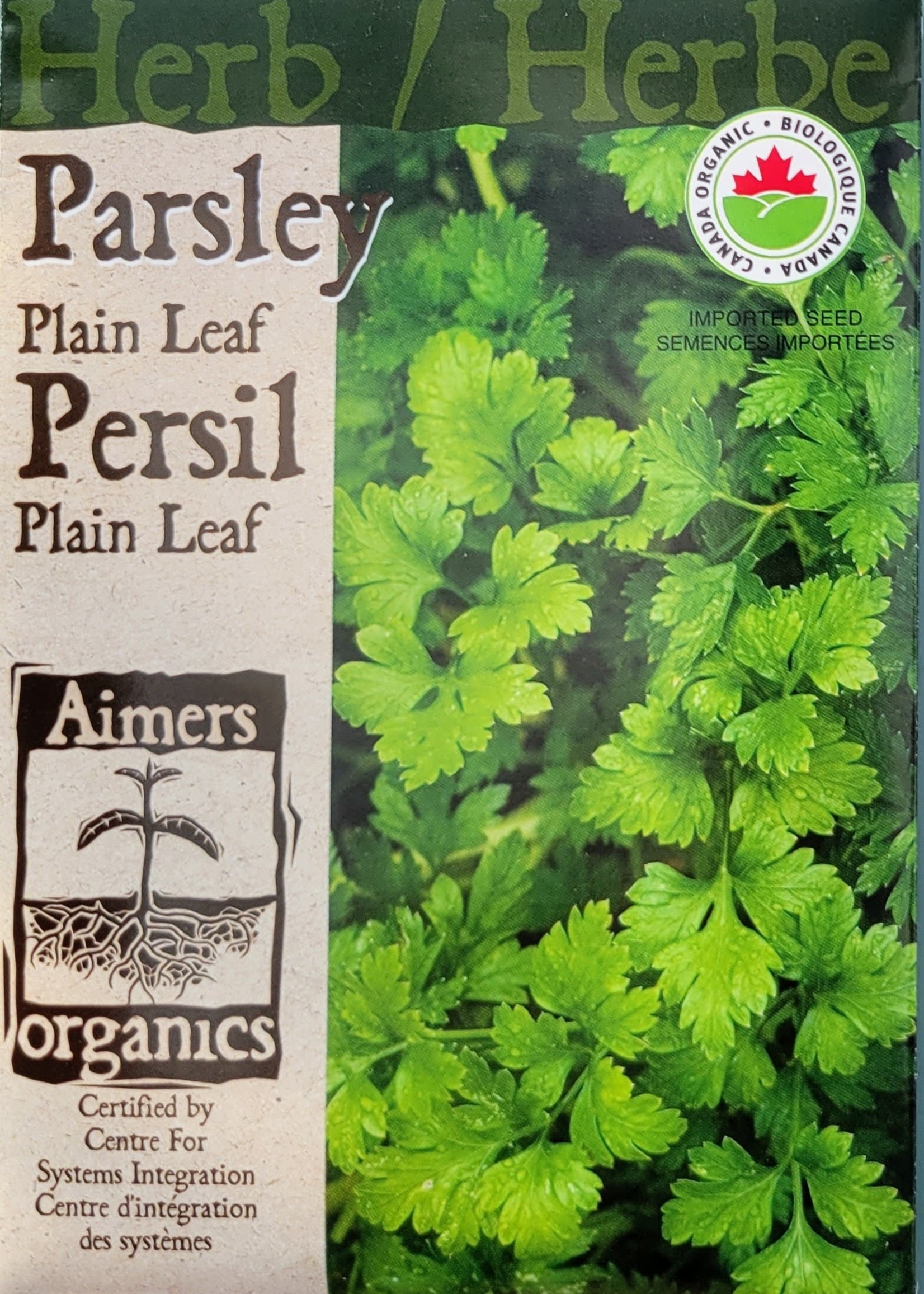 Aimers Organic Seeds Plain Single Parsley Certified Organic