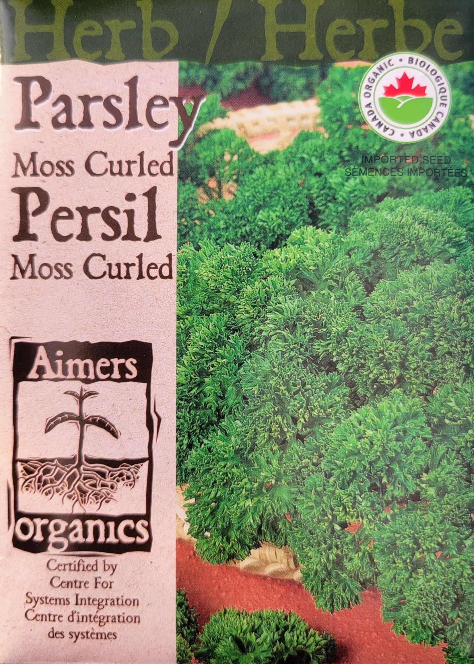Aimers Organic Seeds Moss Curled Parsley Certified Organic Seed Tape