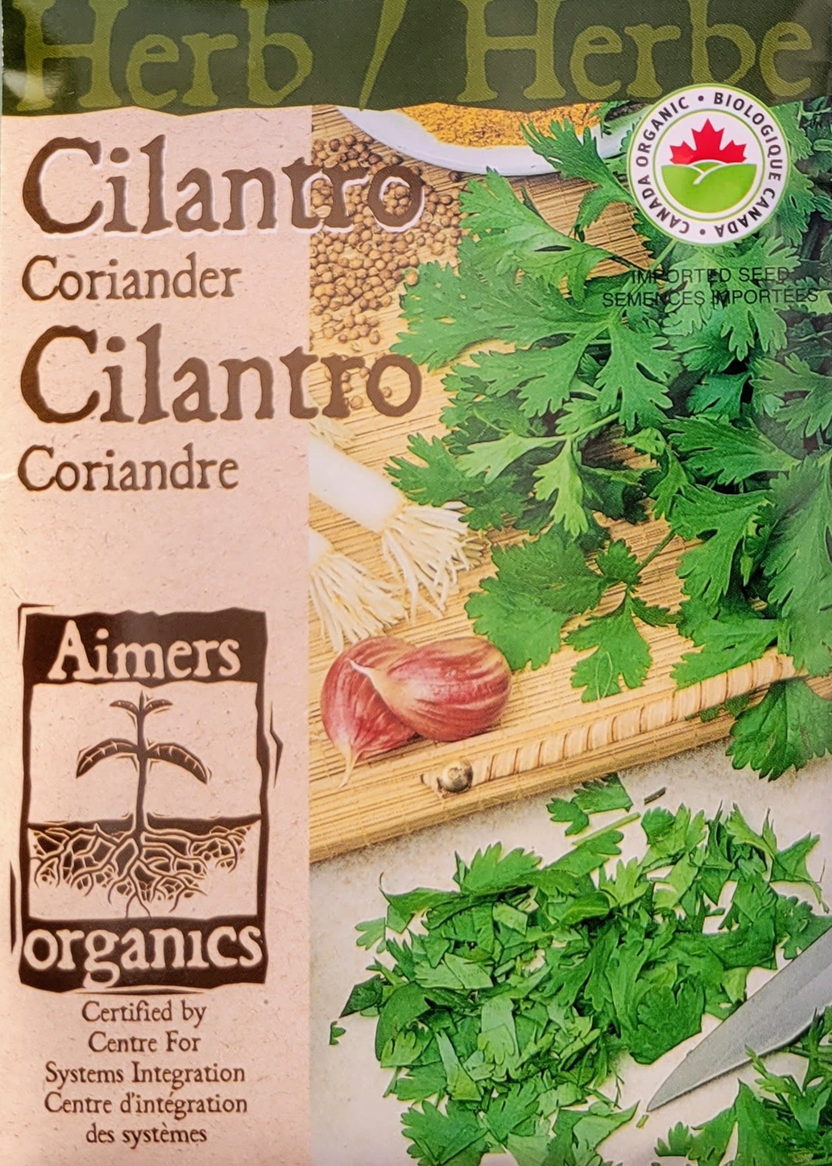 Aimers Organic Seeds Cilantro Certified Organic
