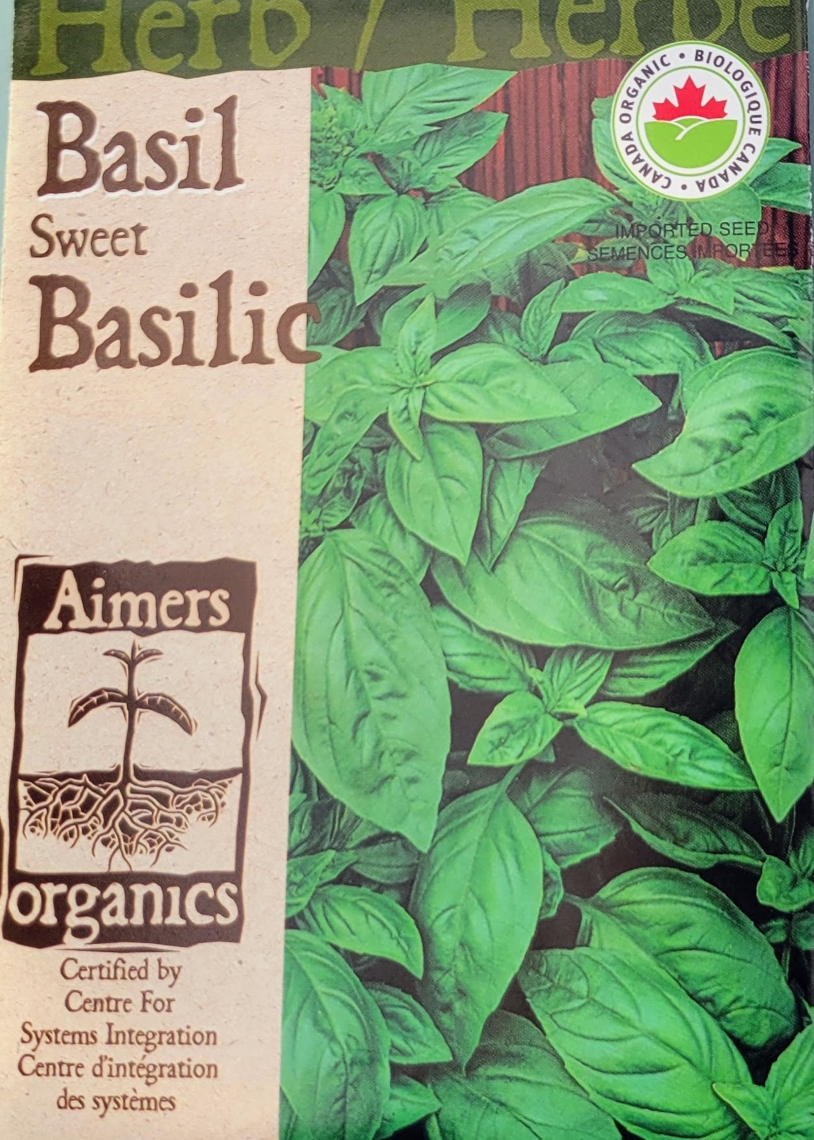 Aimers Organic Seeds Sweet Basil Certified Organic