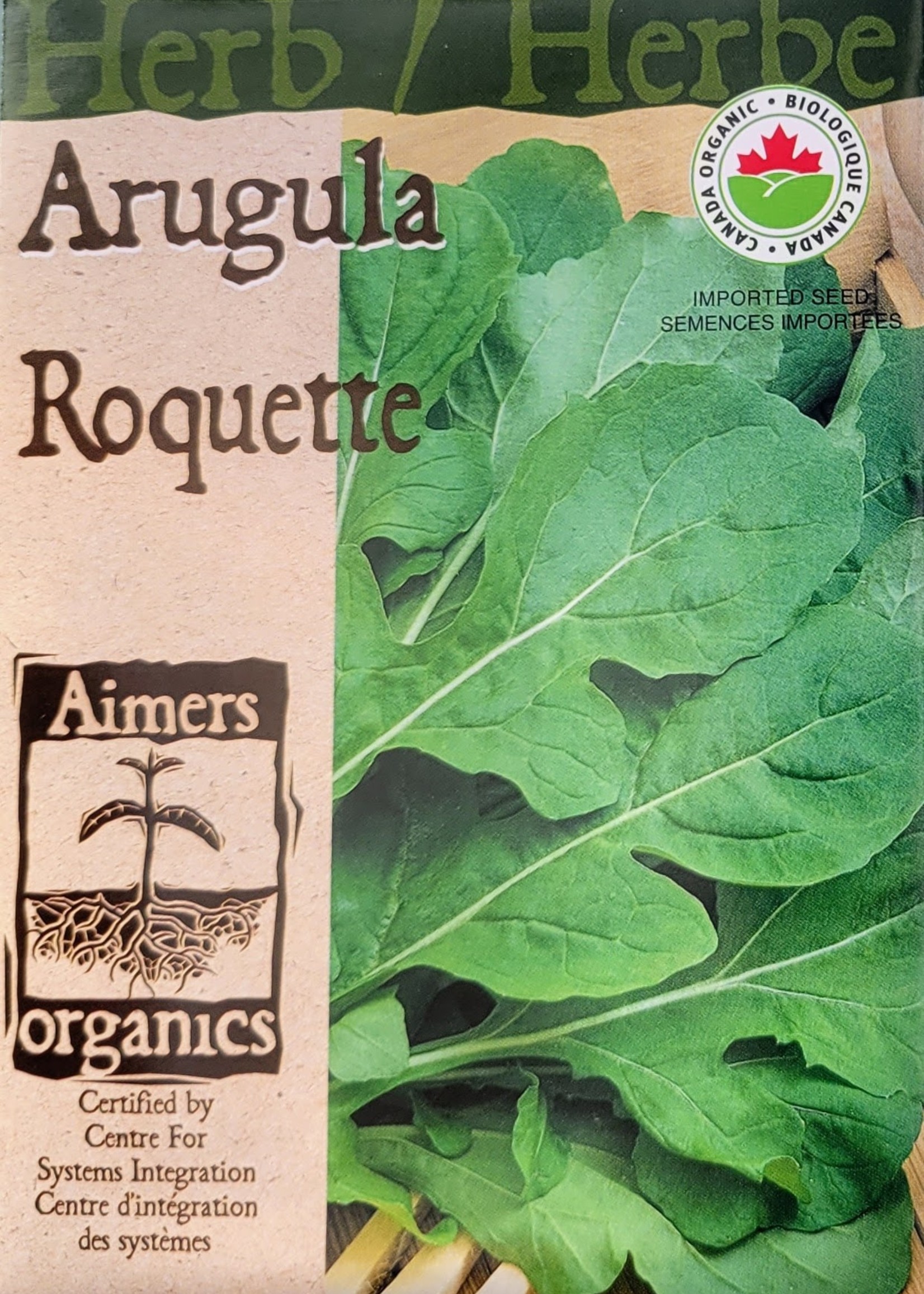 Aimers Organic Seeds Arugula (Roquette) Certified Organic