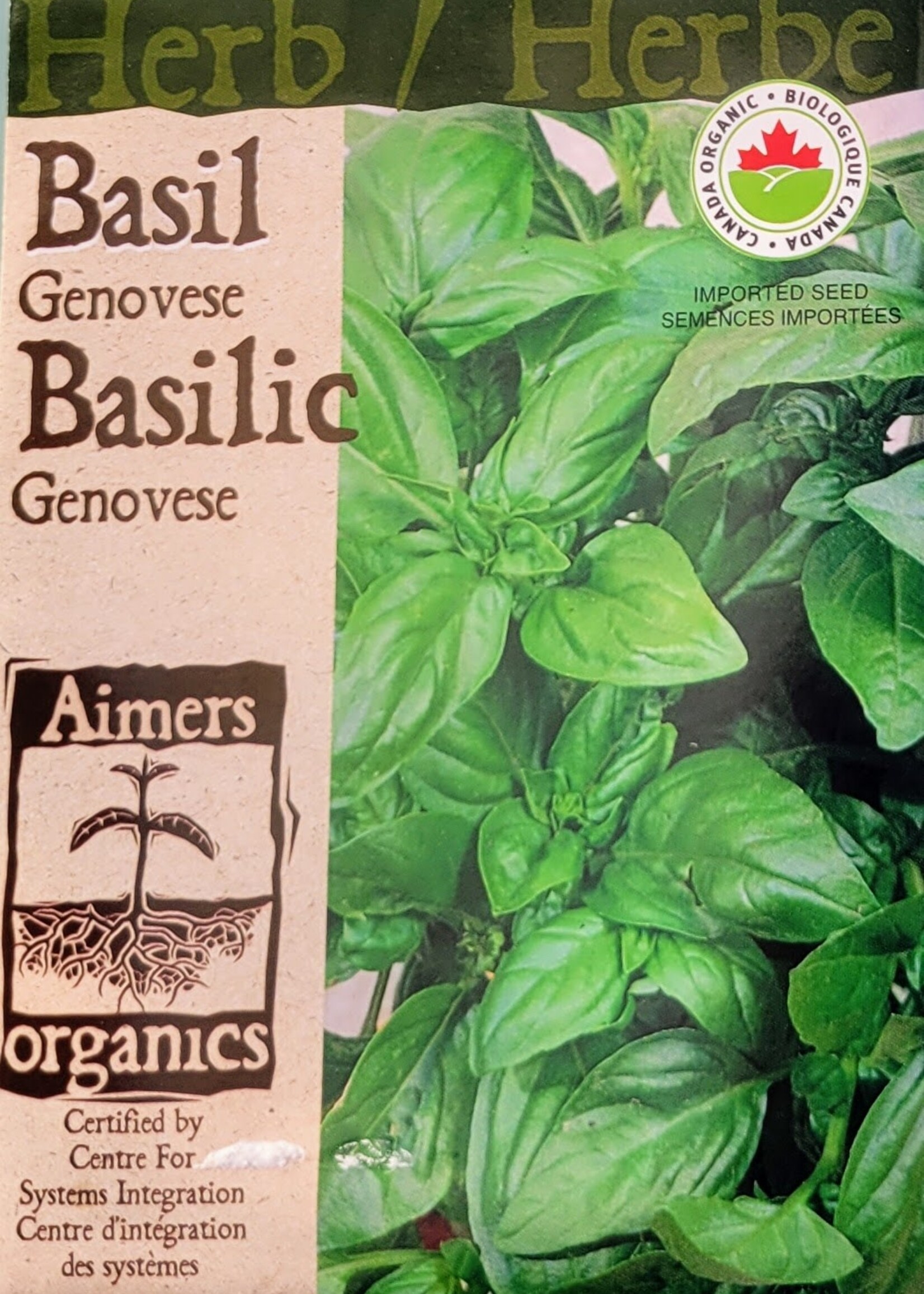 Aimers Organic Seeds Genovese Basil Certified Organic