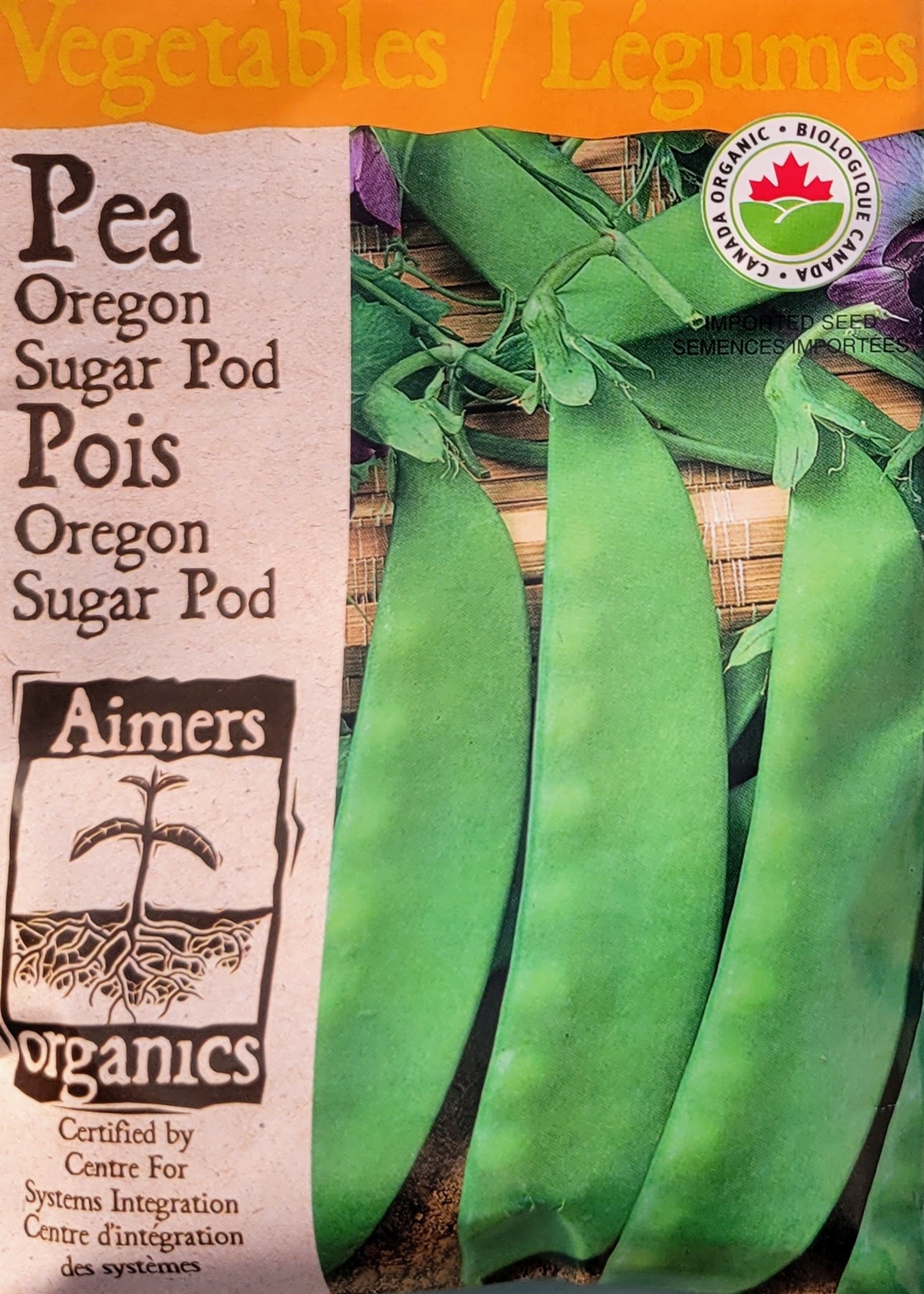 Aimers Organic Seeds Oregon Sugar Pod Pea Certified Organic
