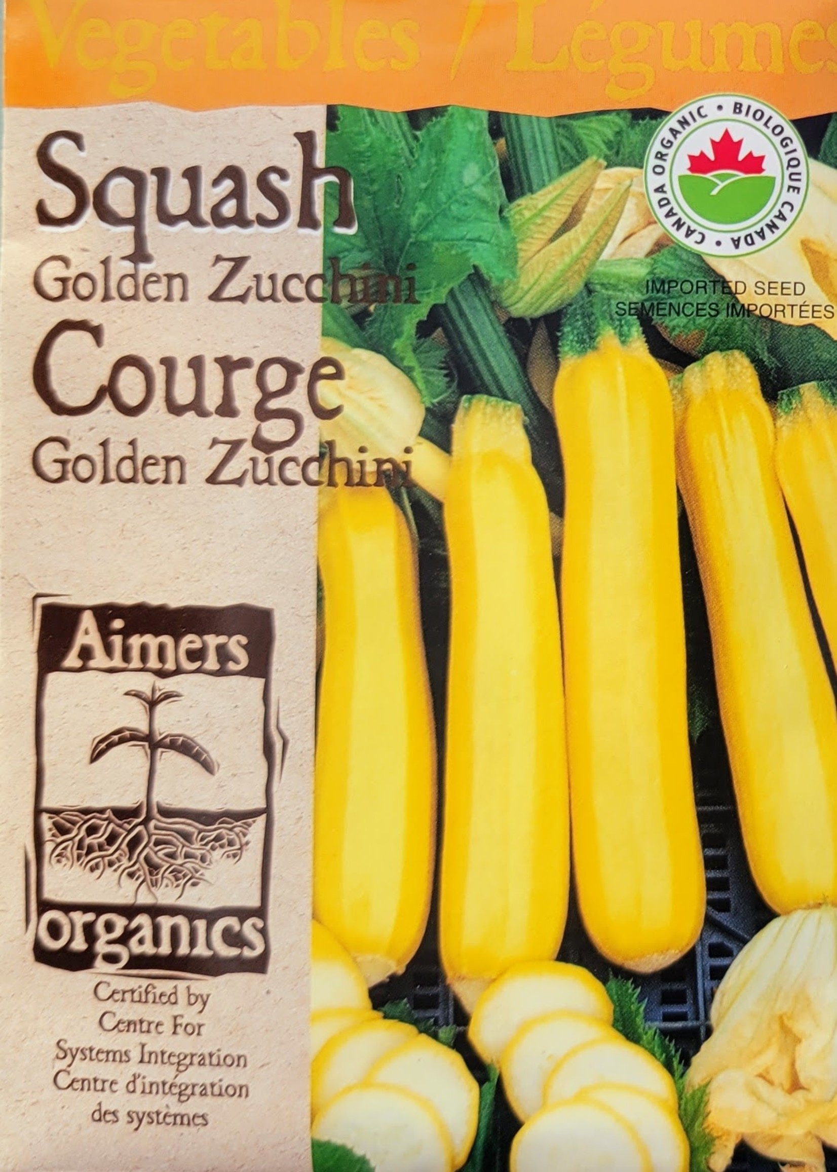 Aimers Organic Seeds Golden Zucchini Certified Organic