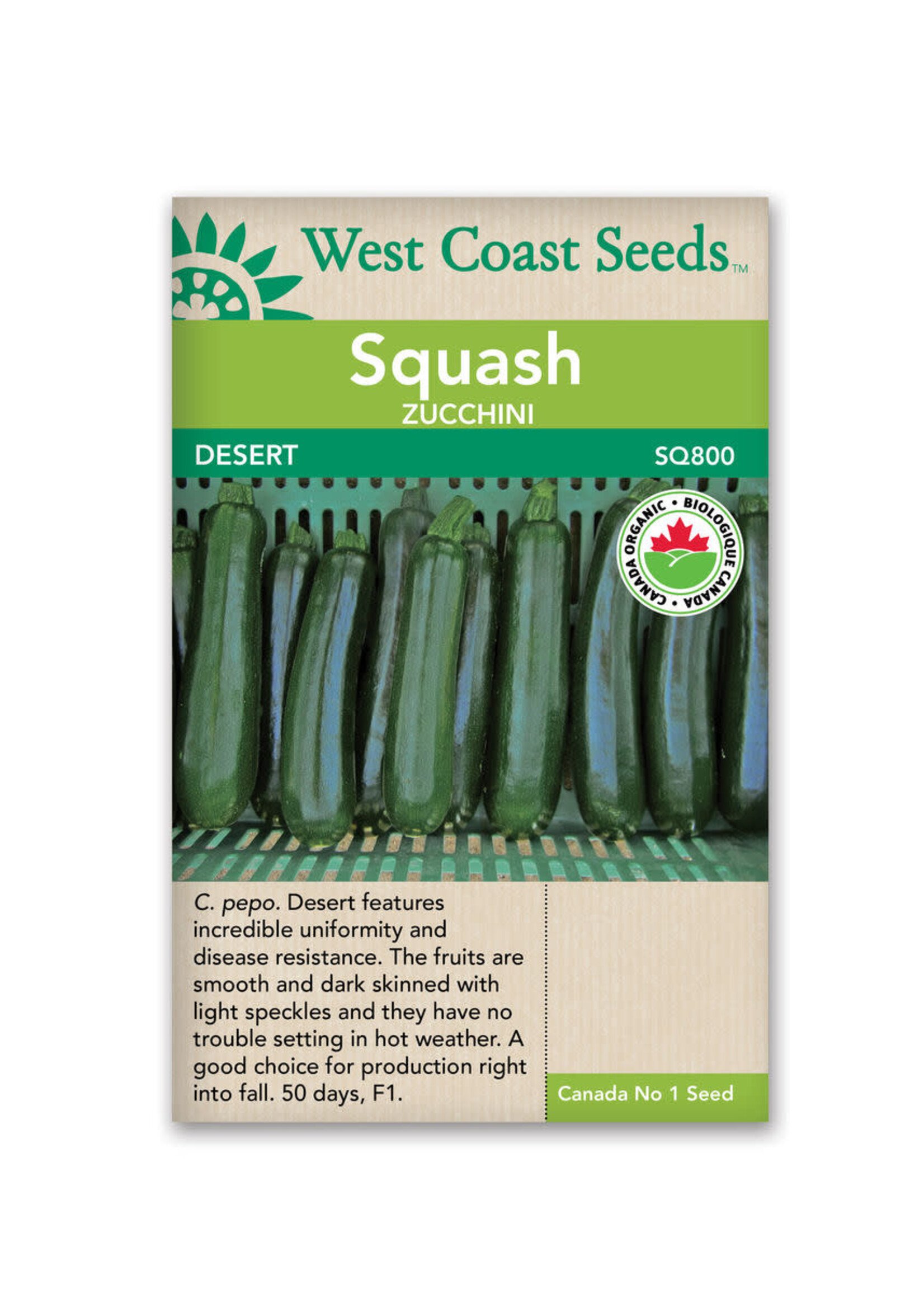 West Coast Seeds Desert Zucchini Certified Organic
