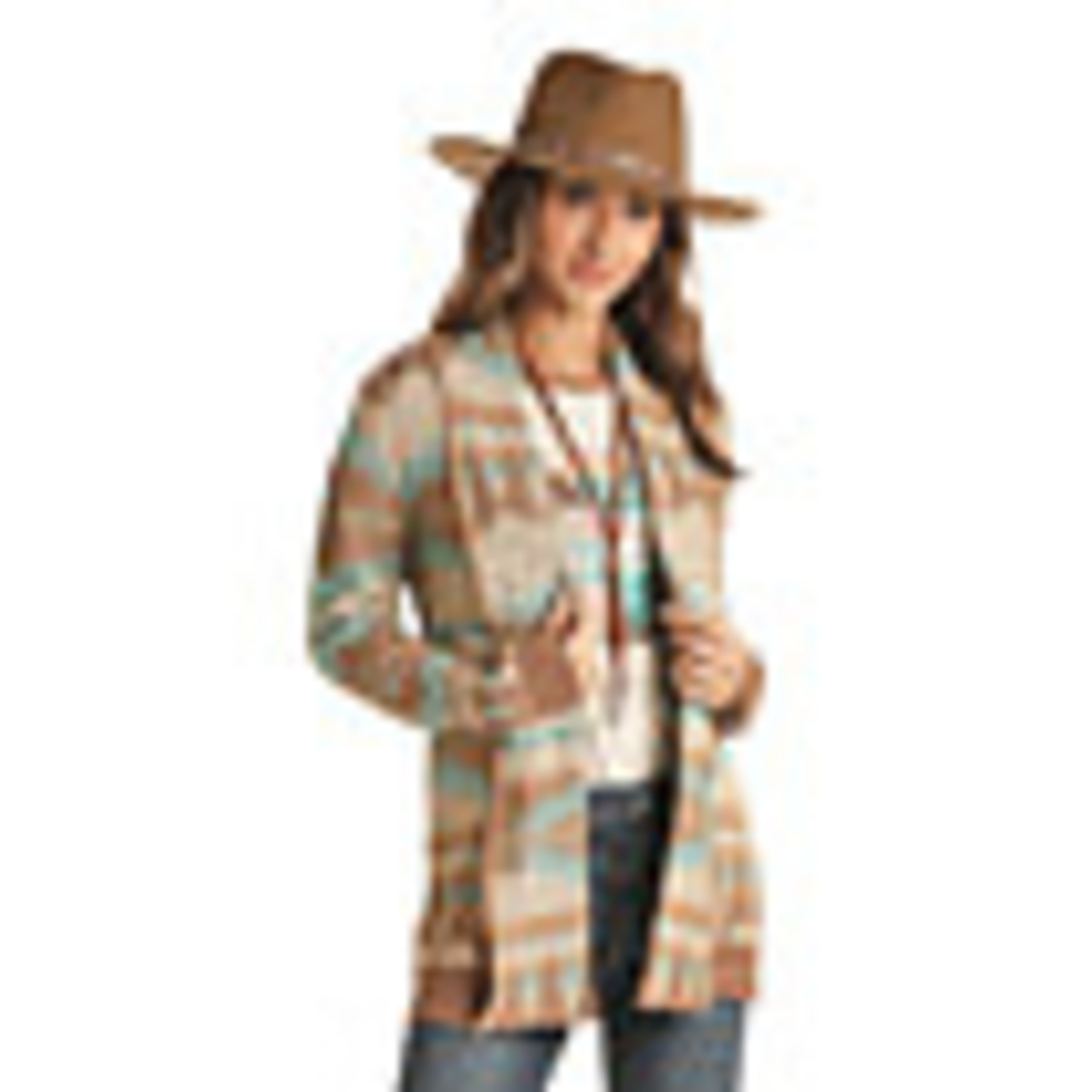 Rock and Roll Cowgirl Ladies Open Front Aztec Sweater