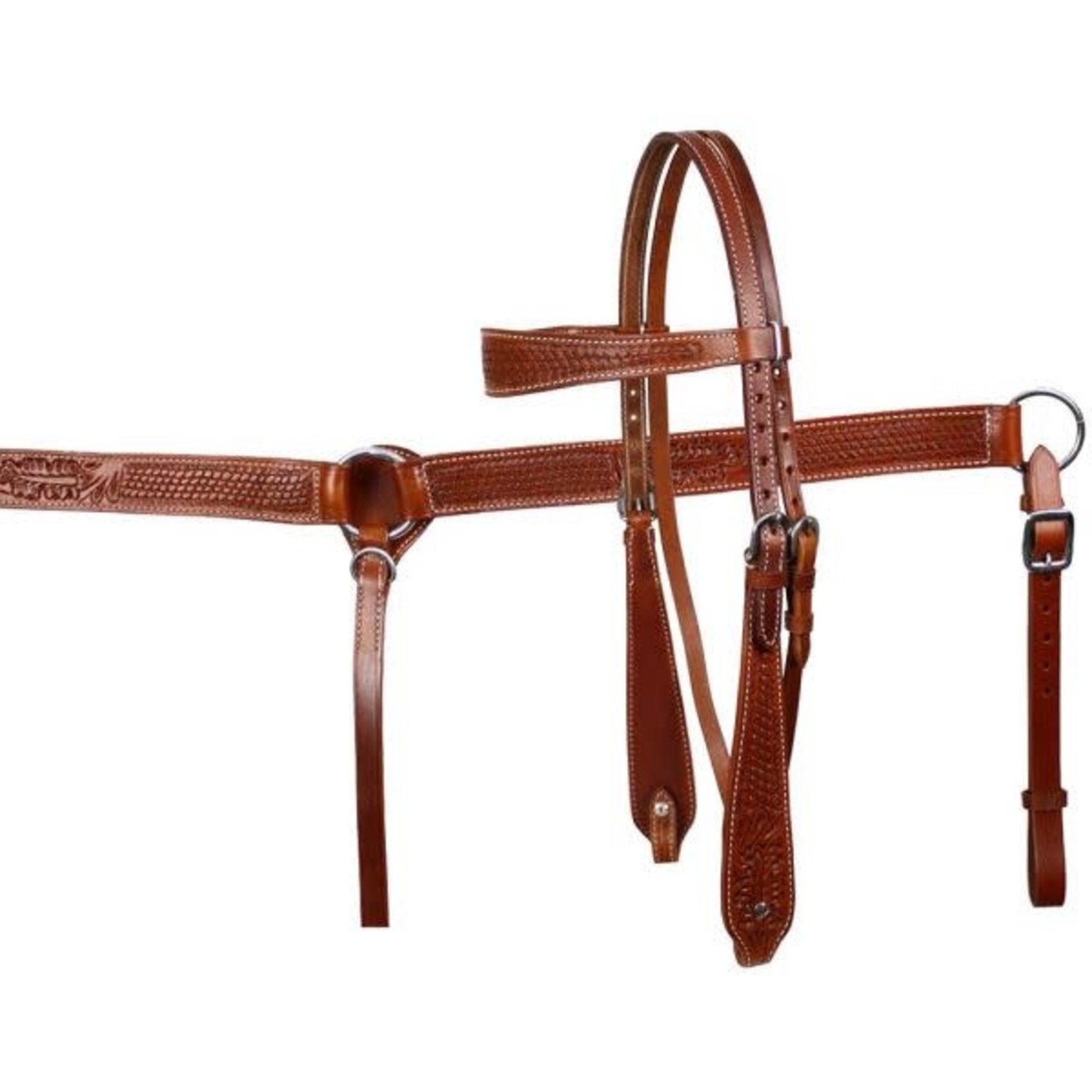 Showman Floral Tooled Med Oil Headstall and Breast Collar Set