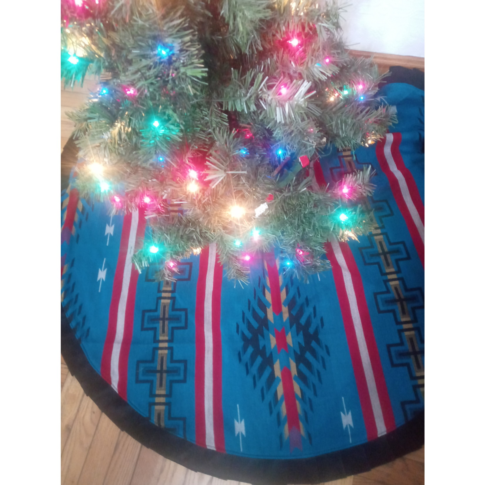 The Crooked Creek  Studio Southwest Theme Christmas Tree Skirt-Blue Sky