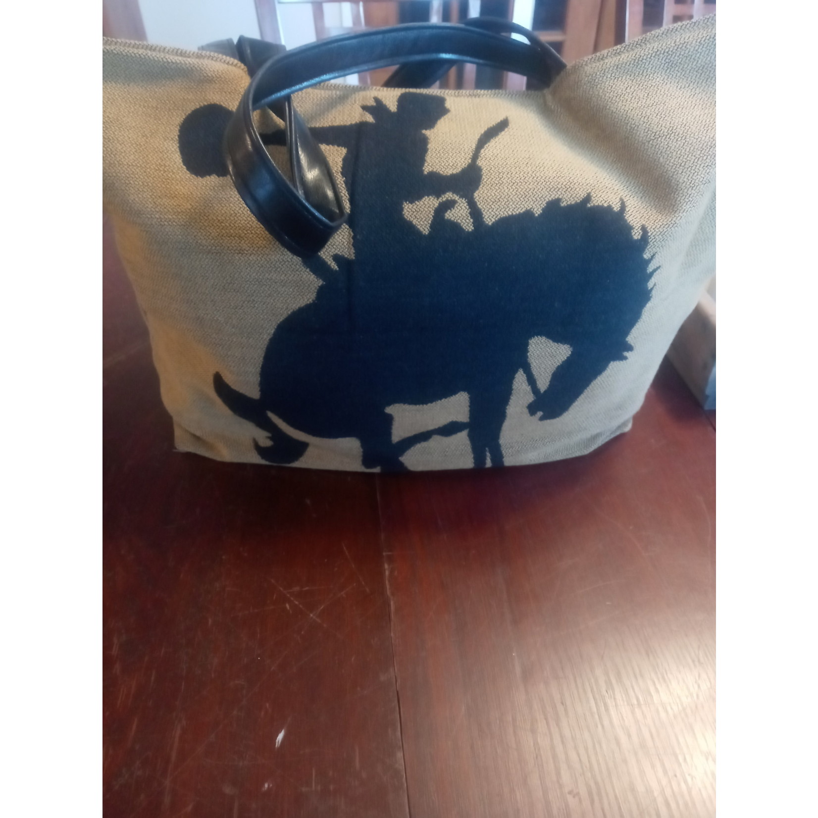 The Crooked Creek  Studio Southwest Style Inspired Tote Bag- Cowboy N Bronc