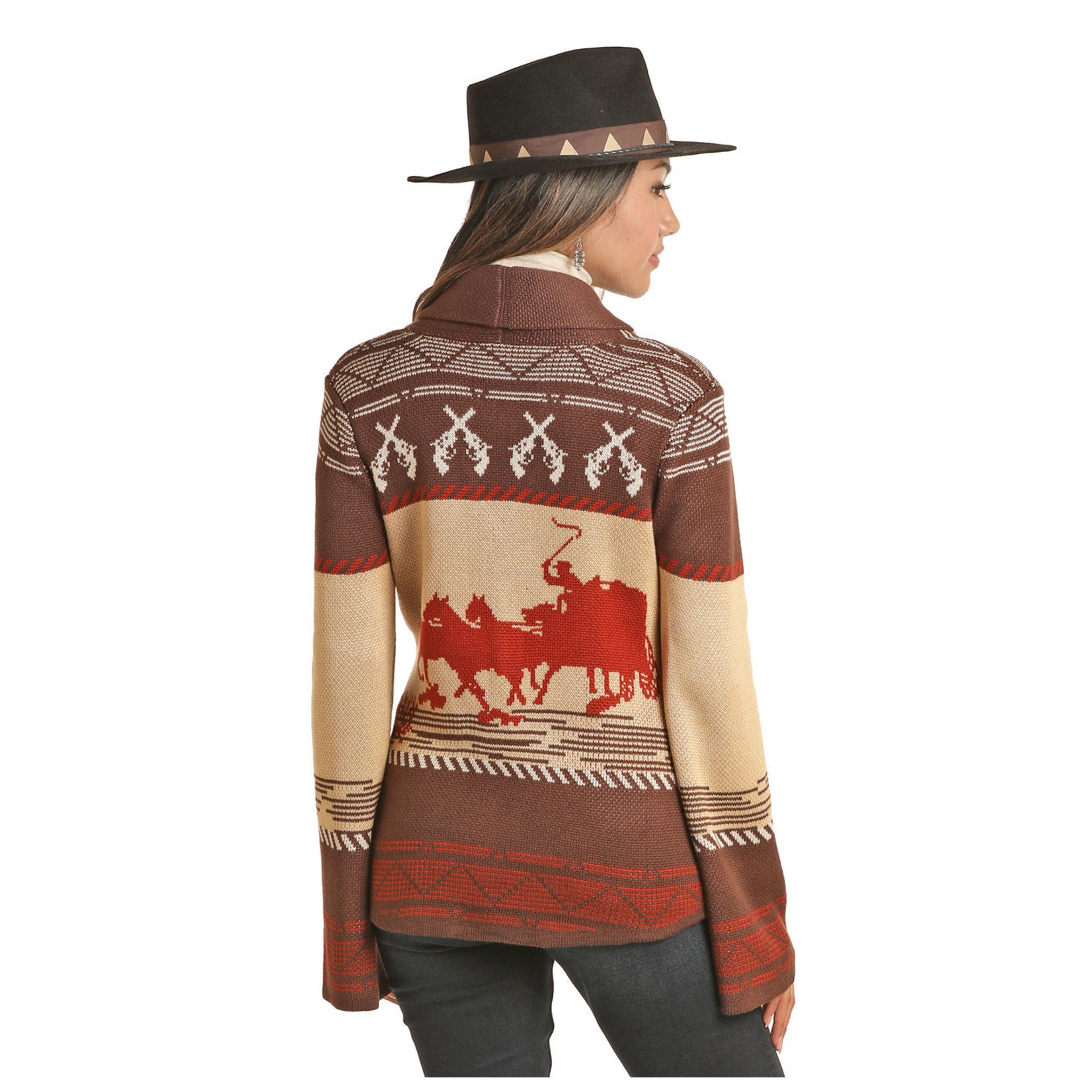 Powder River Outfitter Stagecoach Aztec Cardigan-BRN