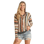 Rock and Roll Cowgirl Knitted Striped Hoodie-Earth Tones