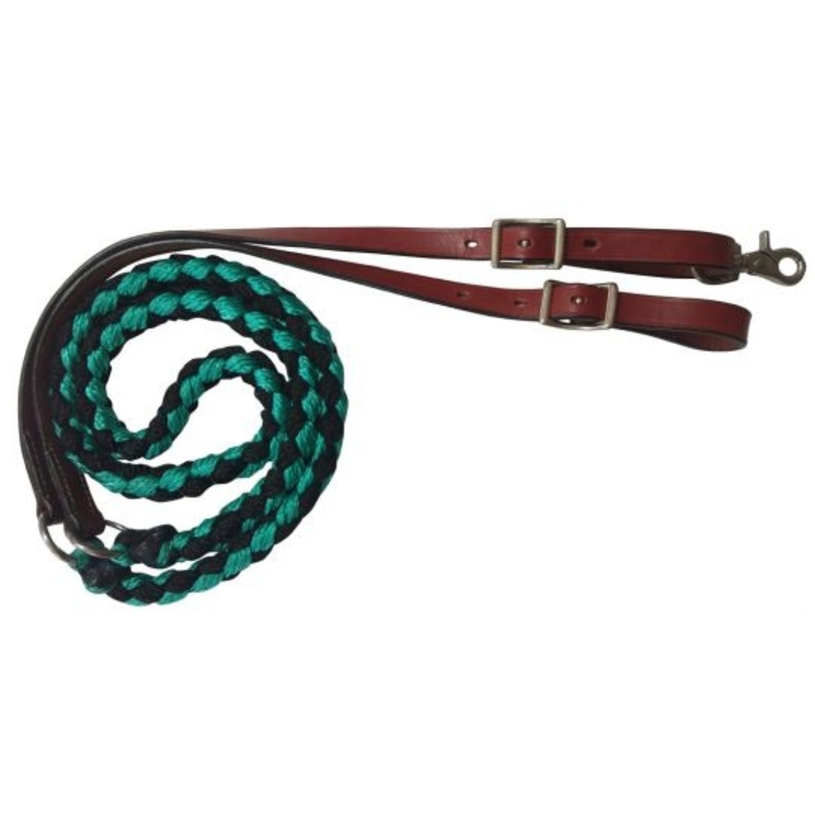 8 Ft Nylon Braided Contest Reins w/ Leather Ends