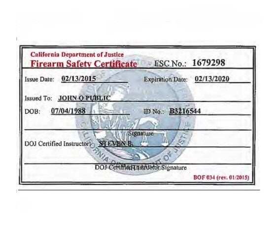 Triple G Tactical FSC Card (Firearm Safety Certificate Program)