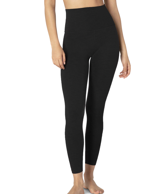 Beyond Yoga Heather Rib High Waist Midi Legging- Black Heather