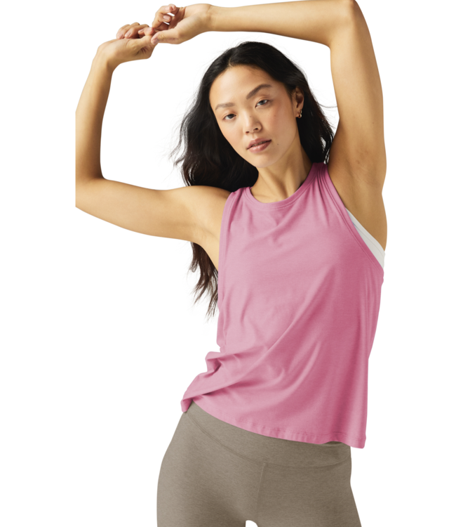 Beyond Yoga Featherweight Rebalance Tank- Pink Bloom Heather