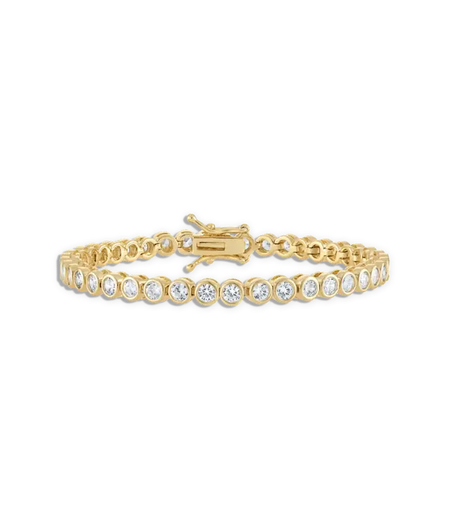 Alexa Leigh Crystal Bezel Tennis Bracelet- Yellow Gold 6.5"