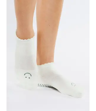 Happy Full Foot Grip Sock- Bone