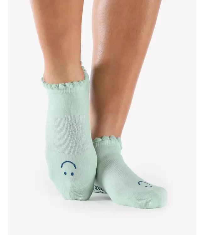 Happy Full Foot Grip Sock- Baby Blue