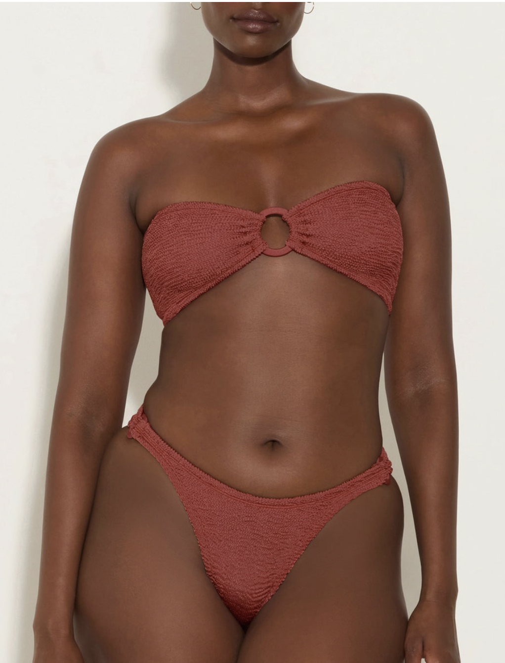 Gloria Bikini With Tonal Hoops- Metallic Rosewood - Twin Lion