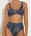 Hunza G Nadine Stripe Bikini- Navy/White