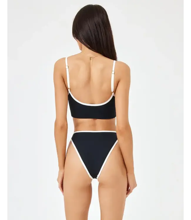 LSpace Ribbed Nora Bikini Bottom- Black/Cream