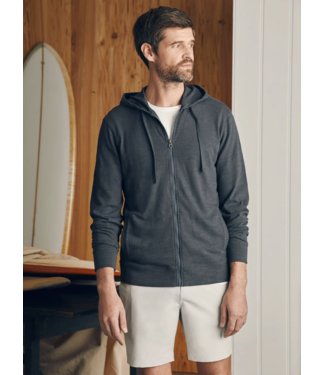 Faherty Brand sunwashed slub zip hoodie- graphite