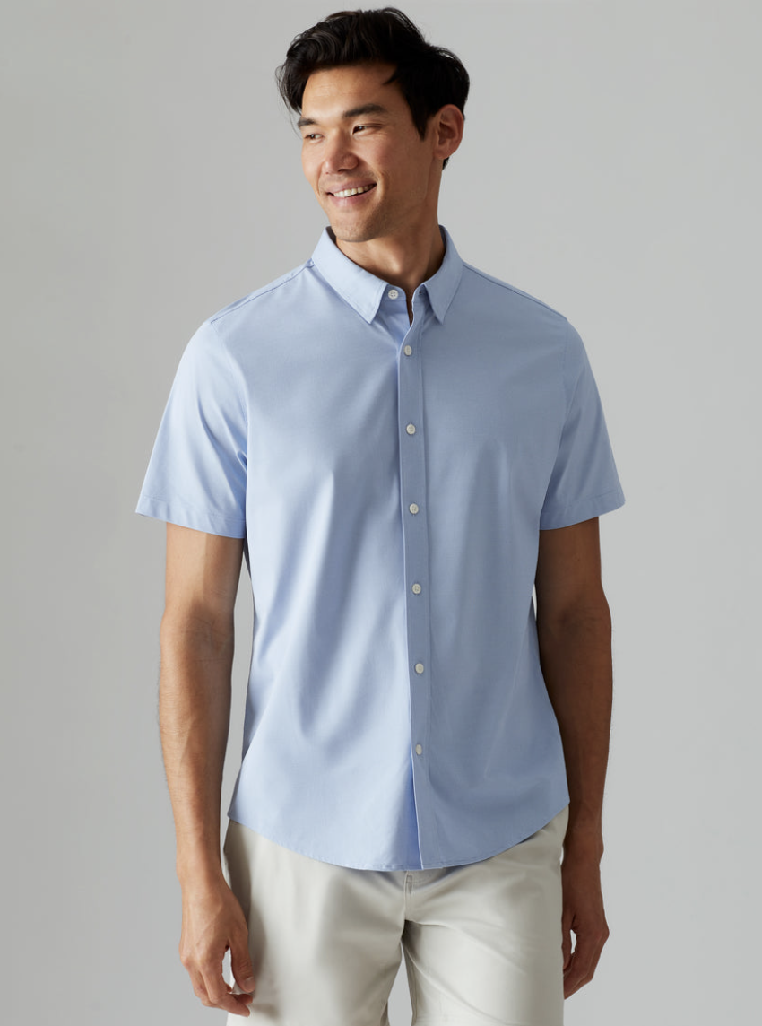 Commuter Short Sleeve Button Down- Blue - Twin Lion