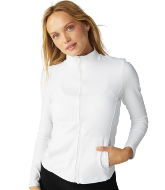 Beyond Yoga SPACEDYE ON THE GO MOCK NECK JACKET- Cloud White