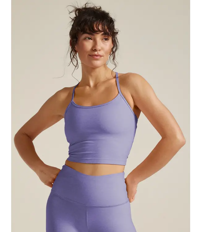 Spacedye Slim Racerback Cropped Tank- Periwinkle Cloud Heather