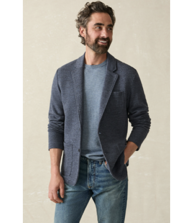 inlet knit blazer- deep navy melange