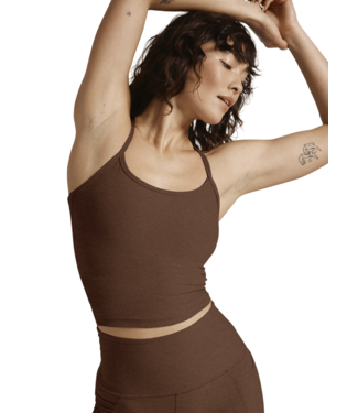 Beyond Yoga Spacedye Slim Racerback Cropped Tank- Bold Mocha Heather