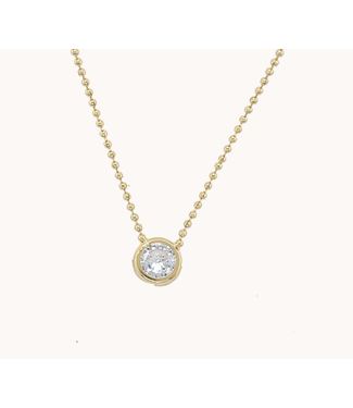 Alexa Leigh 2MM Crystal Gold Ball Chain Necklace- Yellow Gold