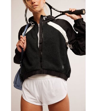 Free People Amelia Zip Up Fleece- Black/White Combo